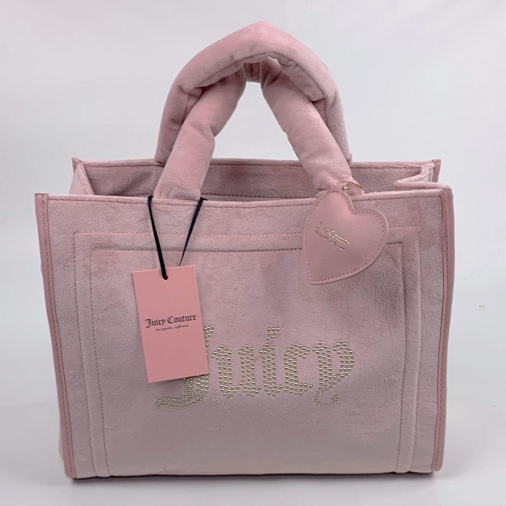 Juicy Couture Blush Pink Diamond Extra Spender Tote Heart Charm Cross strap NEW - Picture 4 of 16